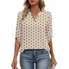 image:imageXIEERDUO 34 Length Sleeve Womens Tops V Neck T Shirts Both Side Buttons Blouses Business Casual Outfits Loose FitZ Beige Dot