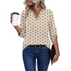 image:imageXIEERDUO 34 Length Sleeve Womens Tops V Neck T Shirts Both Side Buttons Blouses Business Casual Outfits Loose FitZ Beige Dot