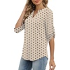 image:imageXIEERDUO 34 Length Sleeve Womens Tops V Neck T Shirts Both Side Buttons Blouses Business Casual Outfits Loose FitZ Beige Dot