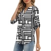 image:imageXIEERDUO 34 Length Sleeve Womens Tops V Neck T Shirts Both Side Buttons Blouses Business Casual Outfits Loose FitZ Black Stripe