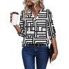 image:imageXIEERDUO 34 Length Sleeve Womens Tops V Neck T Shirts Both Side Buttons Blouses Business Casual Outfits Loose FitZ Black Stripe