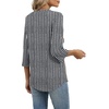 image:imageXIEERDUO 34 Length Sleeve Womens Tops V Neck T Shirts Both Side Buttons Blouses Business Casual Outfits Loose FitZ Black White Gray