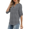 image:imageXIEERDUO 34 Length Sleeve Womens Tops V Neck T Shirts Both Side Buttons Blouses Business Casual Outfits Loose FitZ Black White Gray