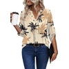image:imageXIEERDUO 34 Length Sleeve Womens Tops V Neck T Shirts Both Side Buttons Blouses Business Casual Outfits Loose FitZ Kahki Print