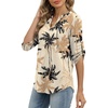 image:imageXIEERDUO 34 Length Sleeve Womens Tops V Neck T Shirts Both Side Buttons Blouses Business Casual Outfits Loose FitZ Kahki Print
