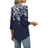 image:imageXIEERDUO 34 Length Sleeve Womens Tops V Neck T Shirts Both Side Buttons Blouses Business Casual Outfits Loose FitZ Navy Printed