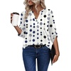 image:imageXIEERDUO 34 Length Sleeve Womens Tops V Neck T Shirts Both Side Buttons Blouses Business Casual Outfits Loose FitZ Polka Dot Print