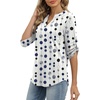 image:imageXIEERDUO 34 Length Sleeve Womens Tops V Neck T Shirts Both Side Buttons Blouses Business Casual Outfits Loose FitZ Polka Dot Print