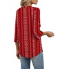 image:imageXIEERDUO 34 Length Sleeve Womens Tops V Neck T Shirts Both Side Buttons Blouses Business Casual Outfits Loose FitZ Red Printed