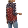 image:imageXIEERDUO 34 Length Sleeve Womens Tops V Neck T Shirts Both Side Buttons Blouses Business Casual Outfits Loose FitZ Wine Print