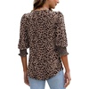 image:imageXIEERDUO Blouses for Women Dressy Casual 34 Length Sleeve Womens Tops with Smocked CuffsBrown Leopard