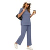 image:imageXIEERDUO Womens Side Slit Lounge Sets 2026 Fashion 2 Piece Travel Outfits Cozy Loungewear Wide Leg Tracksuits S3XLBlue