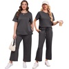 image:imageXIEERDUO Womens Side Slit Lounge Sets 2026 Fashion 2 Piece Travel Outfits Cozy Loungewear Wide Leg Tracksuits S3XLDark Grey