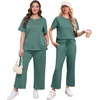 image:imageXIEERDUO Womens Side Slit Lounge Sets 2026 Fashion 2 Piece Travel Outfits Cozy Loungewear Wide Leg Tracksuits S3XLDeep Green