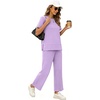 image:imageXIEERDUO Womens Side Slit Lounge Sets 2026 Fashion 2 Piece Travel Outfits Cozy Loungewear Wide Leg Tracksuits S3XLLight Purple