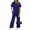 image:imageXIEERDUO Womens Side Slit Lounge Sets 2026 Fashion 2 Piece Travel Outfits Cozy Loungewear Wide Leg Tracksuits S3XLNavy