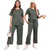 image:imageXIEERDUO Womens Side Slit Lounge Sets 2026 Fashion 2 Piece Travel Outfits Cozy Loungewear Wide Leg Tracksuits S3XLRock Green