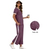 image:imageXIEERDUO Womens Side Slit Lounge Sets 2026 Fashion 2 Piece Travel Outfits Cozy Loungewear Wide Leg Tracksuits S3XLStripe Purple
