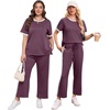 image:imageXIEERDUO Womens Side Slit Lounge Sets 2026 Fashion 2 Piece Travel Outfits Cozy Loungewear Wide Leg Tracksuits S3XLStripe Purple