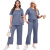 image:imageXIEERDUO Womens Side Slit Lounge Sets 2026 Fashion 2 Piece Travel Outfits Cozy Loungewear Wide Leg Tracksuits S3XLUnique Blue