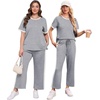 image:imageXIEERDUO Womens Side Slit Lounge Sets 2026 Fashion 2 Piece Travel Outfits Cozy Loungewear Wide Leg Tracksuits S3XLUnique Grey