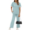 image:imageXIEERDUO Womens Side Slit Lounge Sets 2026 Fashion 2 Piece Travel Outfits Cozy Loungewear Wide Leg Tracksuits S3XLUnique Turquoise