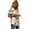 image:imageXIEERDUO Womens Summer Shirt V Neck Casual Tshirts Puff Sleeve Tops for Women Solid Color XS3XL21beige Printed