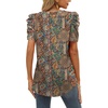 image:imageXIEERDUO Womens Summer Shirt V Neck Casual Tshirts Puff Sleeve Tops for Women Solid Color XS3XL21black Printed