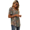 image:imageXIEERDUO Womens Summer Shirt V Neck Casual Tshirts Puff Sleeve Tops for Women Solid Color XS3XL21black Printed