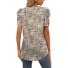 image:imageXIEERDUO Womens Summer Shirt V Neck Casual Tshirts Puff Sleeve Tops for Women Solid Color XS3XL22beige Plaid