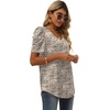 image:imageXIEERDUO Womens Summer Shirt V Neck Casual Tshirts Puff Sleeve Tops for Women Solid Color XS3XL22beige Plaid
