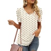 image:imageXIEERDUO Womens Summer Shirt V Neck Casual Tshirts Puff Sleeve Tops for Women Solid Color XS3XL23beige Dot