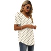 image:imageXIEERDUO Womens Summer Shirt V Neck Casual Tshirts Puff Sleeve Tops for Women Solid Color XS3XL23beige Dot