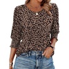 image:imageXIEERDUO Blouses for Women Dressy Casual 34 Length Sleeve Womens Tops with Smocked CuffsBrown Leopard