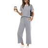 image:imageXIEERDUO Womens Side Slit Lounge Sets 2026 Fashion 2 Piece Travel Outfits Cozy Loungewear Wide Leg Tracksuits S3XLUnique Grey