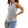 image:imageXIEERDUO Womens Ribbed Slim Fitted Tank Tops 2024 V Neck Curved Hem Sleeveless Shirts Casual SummerA07grey