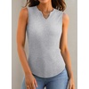 image:imageXIEERDUO Womens Ribbed Slim Fitted Tank Tops 2024 V Neck Curved Hem Sleeveless Shirts Casual SummerA07grey
