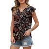 image:imageXIEERDUO Womens Tops Ruffle Sleeve Tunic Top Ladies Tops and Blouses Spring Clothes Tunic Tops for Women Business CasualBlack Leaves