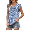 image:imageXIEERDUO Womens Tops Ruffle Sleeve Tunic Top Ladies Tops and Blouses Spring Clothes Tunic Tops for Women Business CasualBlue Floral
