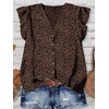 image:imageXIEERDUO Womens Tops Ruffle Sleeve Tunic Top Ladies Tops and Blouses Spring Clothes Tunic Tops for Women Business CasualBrown Leopard
