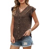 image:imageXIEERDUO Womens Tops Ruffle Sleeve Tunic Top Ladies Tops and Blouses Spring Clothes Tunic Tops for Women Business CasualBrown Leopard