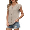 image:imageXIEERDUO Womens Tops Ruffle Sleeve Tunic Top Ladies Tops and Blouses Spring Clothes Tunic Tops for Women Business CasualBrown Stripe