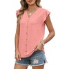 image:imageXIEERDUO Womens Tops Ruffle Sleeve Tunic Top Ladies Tops and Blouses Spring Clothes Tunic Tops for Women Business CasualCoral