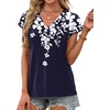 image:imageXIEERDUO Womens Summer Tops Short Sleeve Shrits 2026 Trendy V Neck Spring Outfits Beach Vacation ClothesPatternedblue Floral