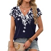 image:imageXIEERDUO Womens Summer Tops Short Sleeve Shrits 2026 Trendy V Neck Spring Outfits Beach Vacation ClothesPatternedblue Floral