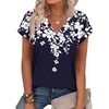 image:imageXIEERDUO Womens Summer Tops Short Sleeve Shrits 2026 Trendy V Neck Spring Outfits Beach Vacation ClothesPatternedblue Floral