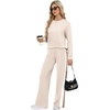 image:imageXIEERDUO 2 Piece Sets for Women Fall Outfits Fashion Clothing Lounge Sets  Lounge Sets for WomenComfiest Airport OutfitsTravel Outfits for WomenFall Fashion Must HavesOld Money ClothesSweat SuitDcream