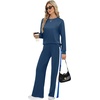 image:imageXIEERDUO 2 Piece Sets for Women Fall Outfits Fashion Clothing Lounge Sets  Lounge Sets for WomenComfiest Airport OutfitsTravel Outfits for WomenFall Fashion Must HavesOld Money ClothesSweat SuitCnavy