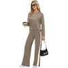 image:imageXIEERDUO 2 Piece Sets for Women Fall Outfits Fashion Clothing Lounge Sets  Lounge Sets for WomenComfiest Airport OutfitsTravel Outfits for WomenFall Fashion Must HavesOld Money ClothesSweat SuitCoffee