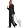 image:imageXIEERDUO 2 Piece Sets for Women Fall Outfits Fashion Clothing Lounge Sets  Lounge Sets for WomenComfiest Airport OutfitsTravel Outfits for WomenFall Fashion Must HavesOld Money ClothesSweat SuitBlack Leopard